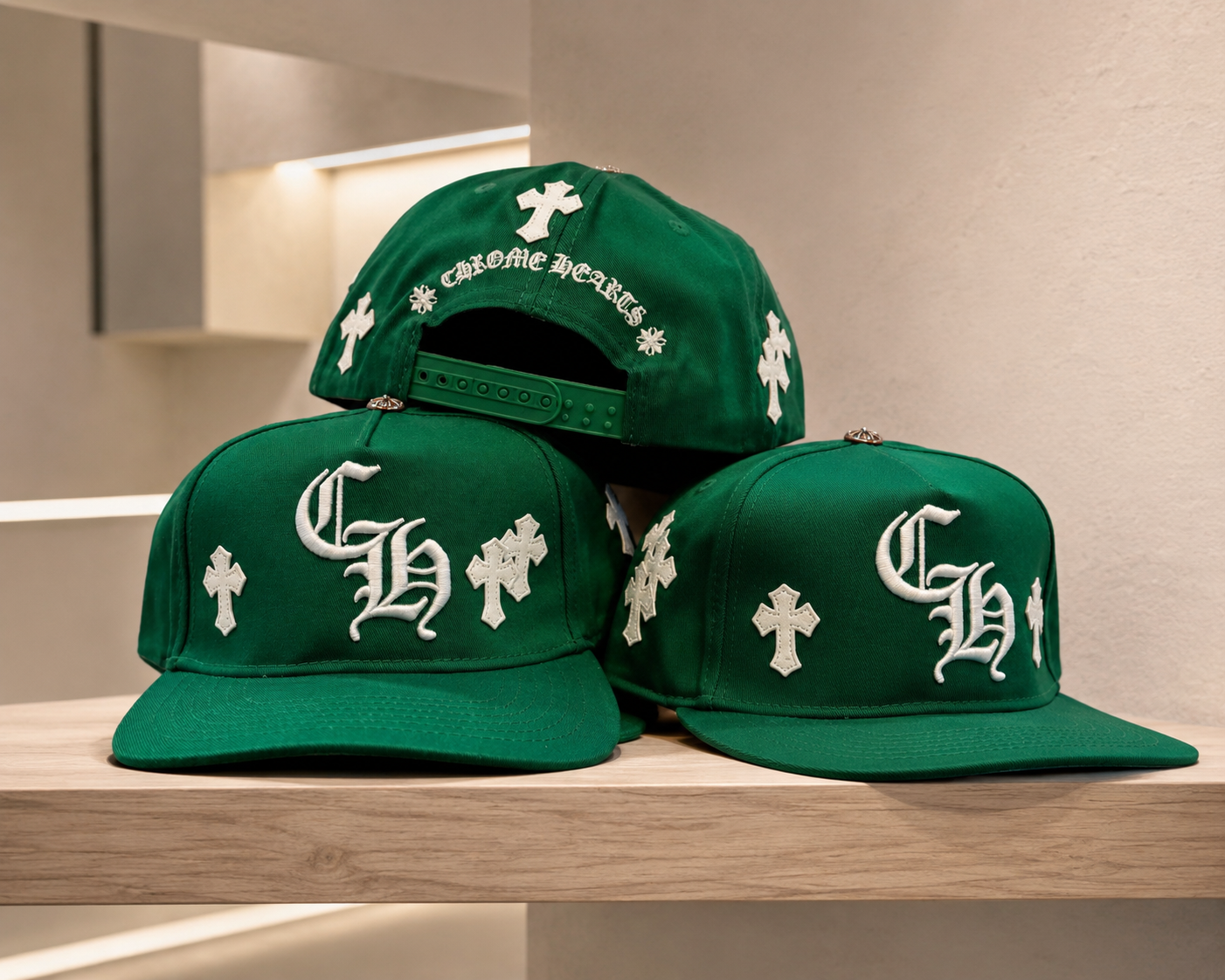 Green Snapback Cap with White Cross Embroidery | Premium Streetwear Adjustable Baseball Hat