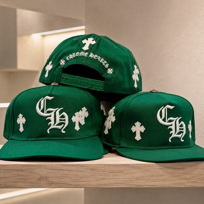 Green Snapback Cap with White Cross Embroidery | Premium Streetwear Adjustable Baseball Hat