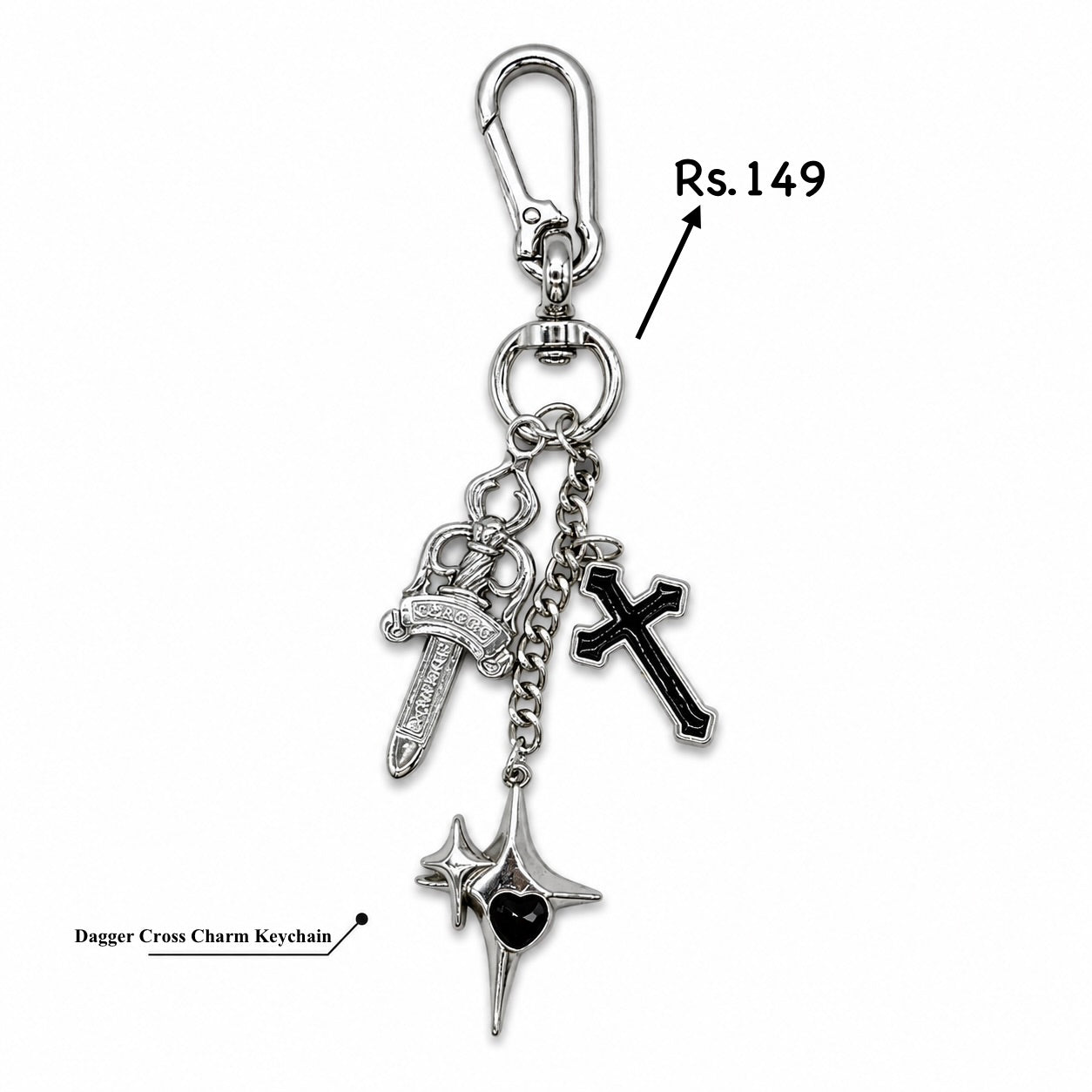 Shadow Dagger Cross Keychain