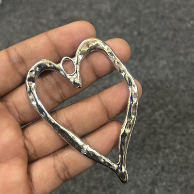 Silver chunky big heart pendant
