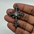 Black gothic white stone cross pendant