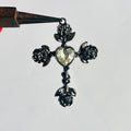 BLACK WHITE HEART STONE CROSS