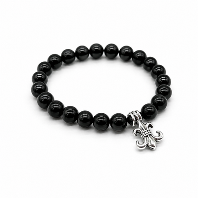 Ch Black beads bracelet for men and women