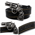 Reaper Skull Revolver-Inspired Buckle Belt for Men | Gothic Statement Belt
