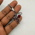 Gothic Thorn Cross Red Heart Crystal Pendant Necklace with Stainless Steel Chain | Vintage Punk Unisex Jewelry