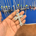 6 piece- silver cross pendant with chain