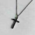 Black dark cross with stainless steel chain