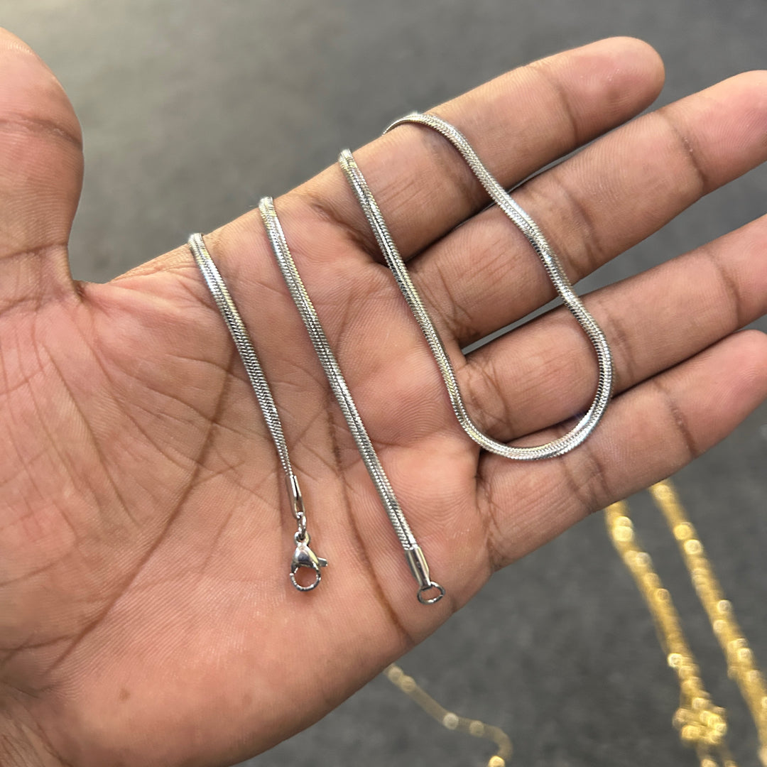 silver stainless steel snake chain