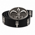 Silver - Fleur Crest Statement Belt 100% Pure Leather