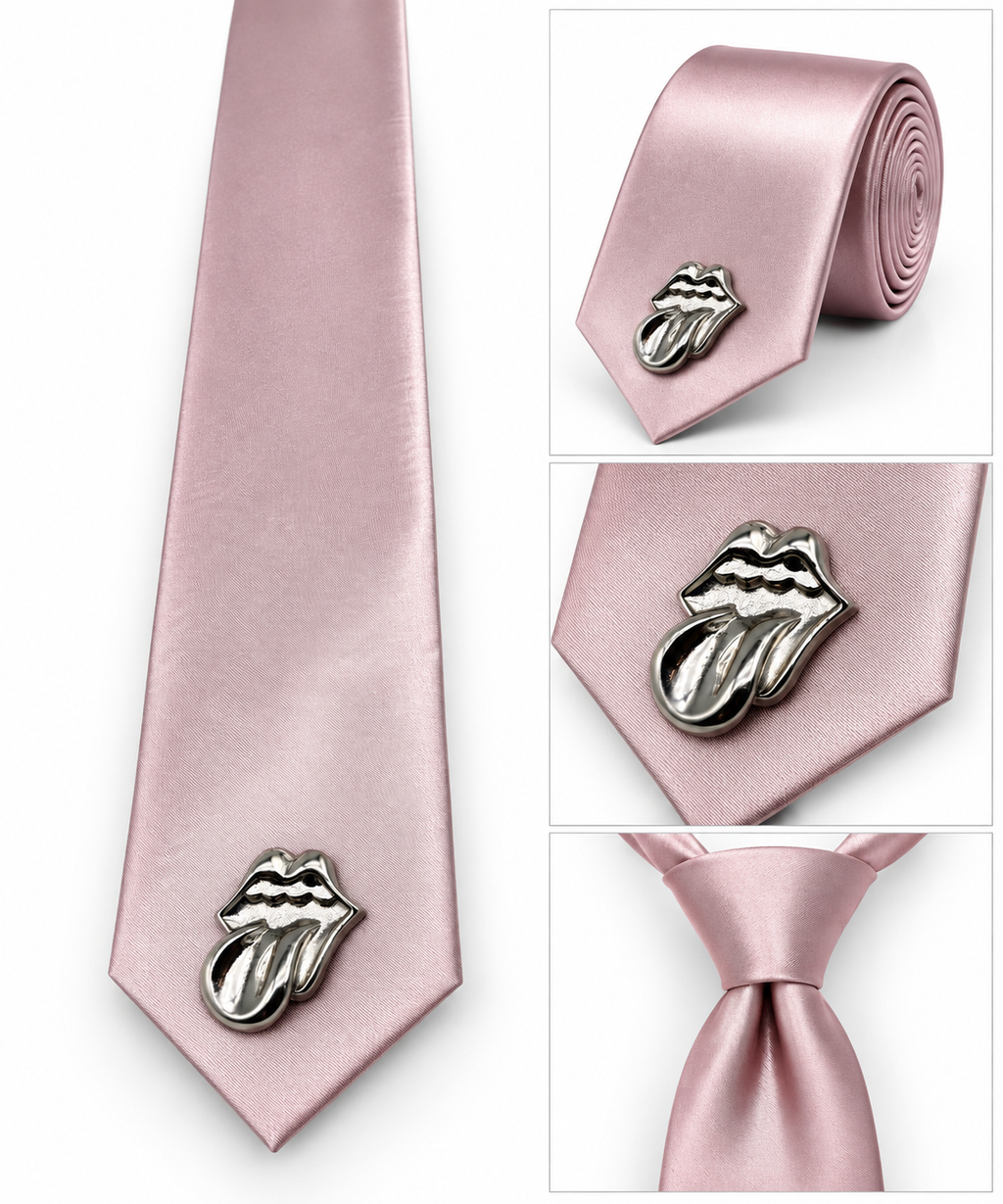 Premium multicoloured Tongue Emblem Statement Tie pack of 6
