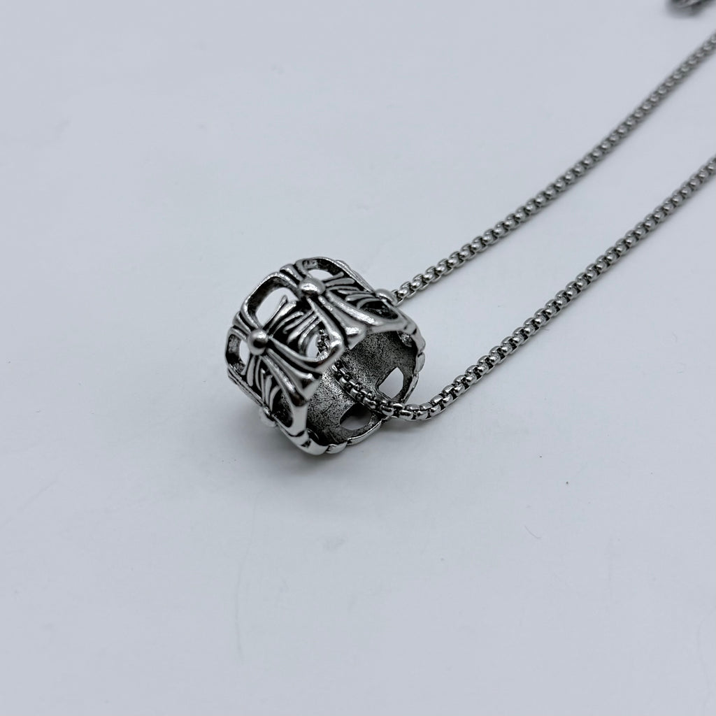 Vintage Crown Ring Pendant Necklace for Men & Women – Stainless Steel Chain