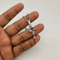 Gothic Rose Cross Red Crystal Pendant Necklace with Stainless Steel Box Chain | Vintage Y2K Unisex Jewelry