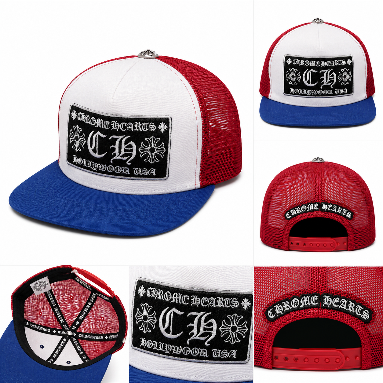 Pack of 3 piece - CH Hollywood USA Patch Trucker Cap – Red White Blue Snapback