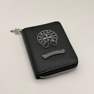 Black Gothic Emblem Zip-Around Wallet – Bold Streetwear Style #06260