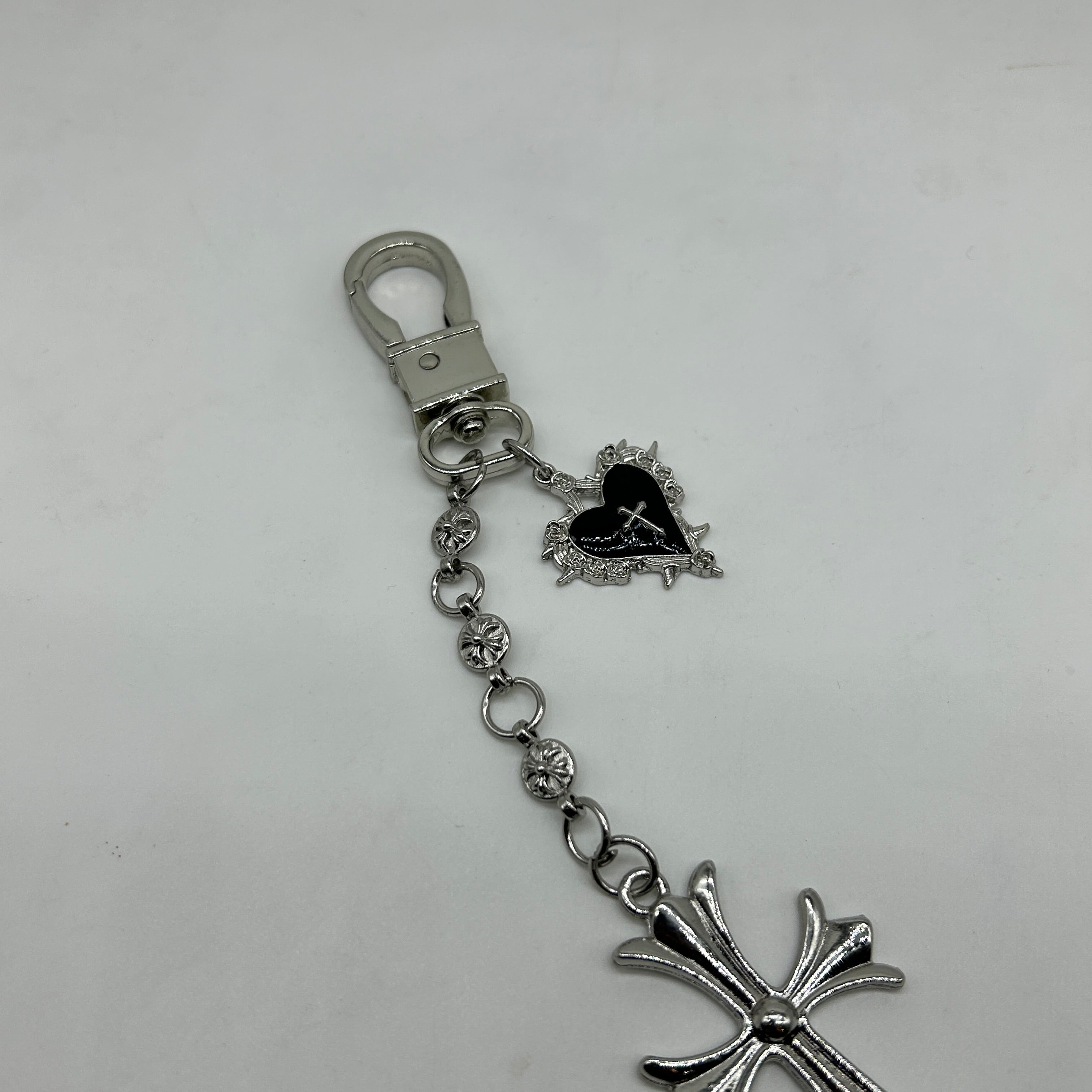 Ch black heart and cross keychain