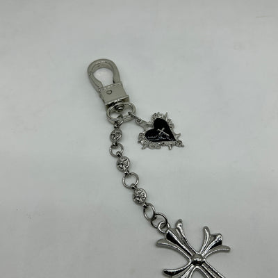 Ch black heart and cross keychain