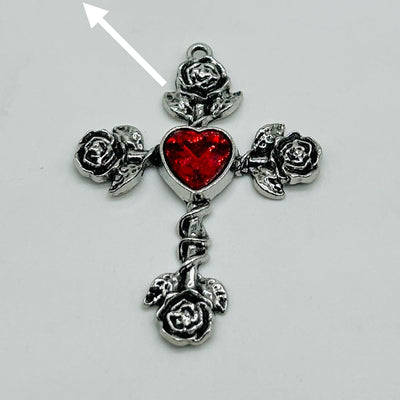 Gothic Cross with Red Heart & Roses