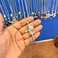 6 piece- silver rose cross pendant with chain