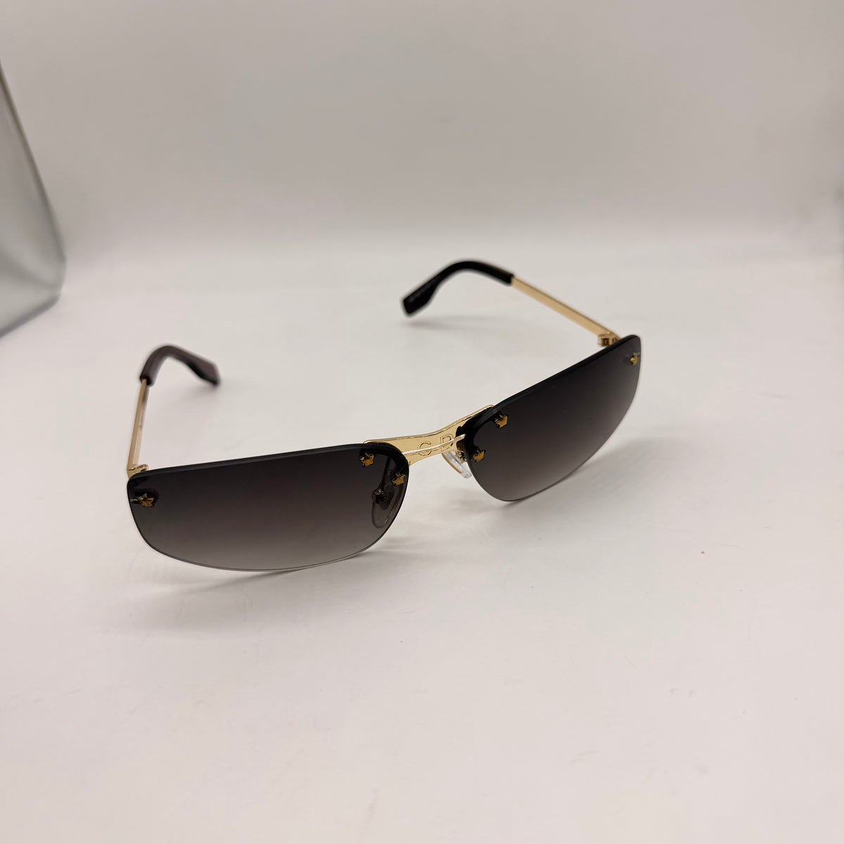 Premium Gold Rimless Gradient Sunglasses | Luxury Shield Frame