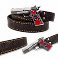 Outlaw Revolver Statement Buckle Belt for Men | Vintage Western Fashion Belt
