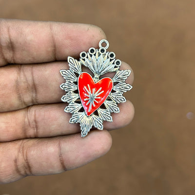 Sacred Heart Pendant (Red Enamel)