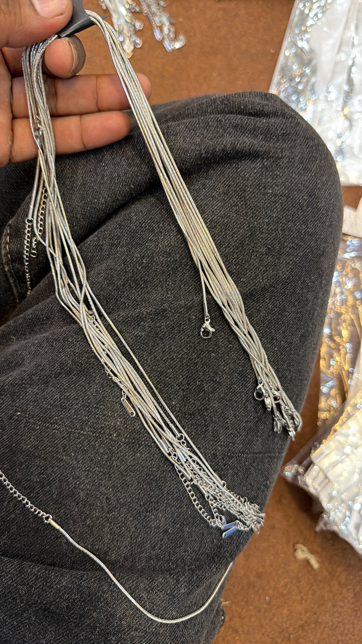 Premium silver round snake chain pack of 10