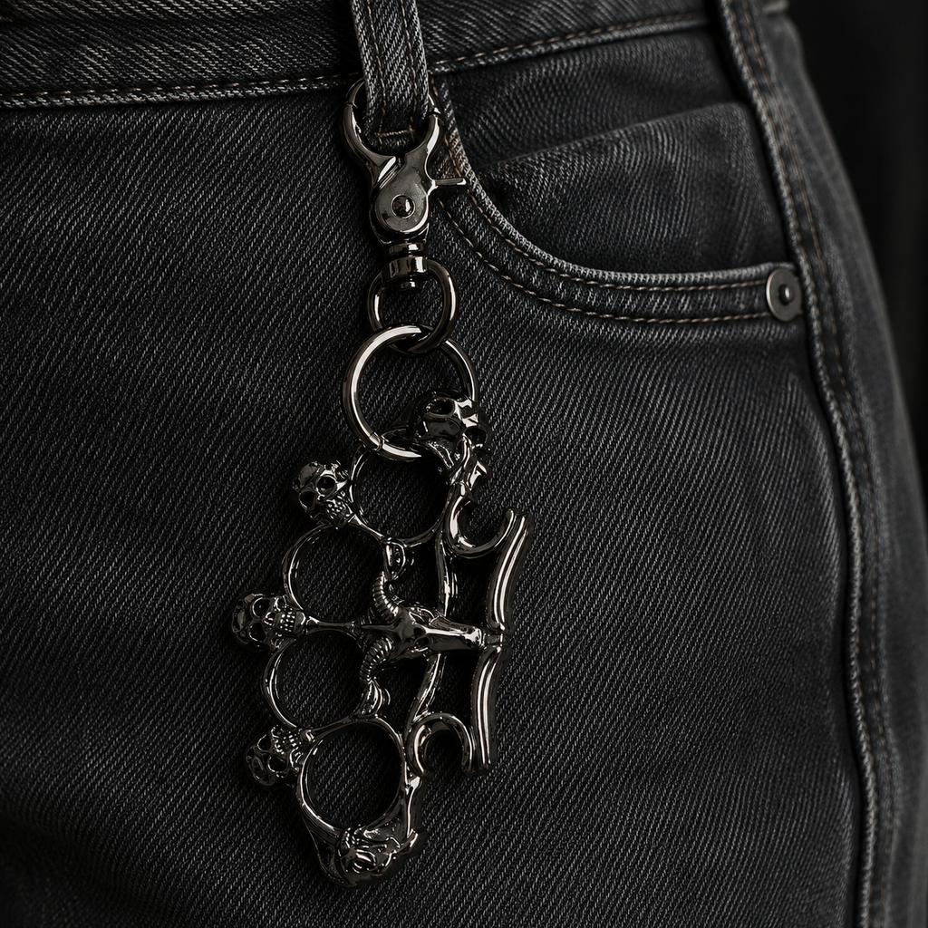 BLACK SKULL KNUCKLE KEYCHAIN| Fashion Lobby