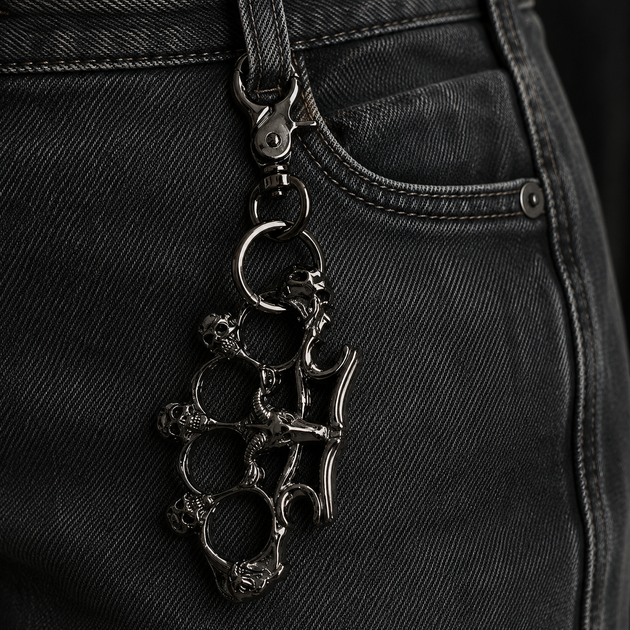 BLACK SKULL KNUCKLE KEYCHAIN| Fashion Lobby