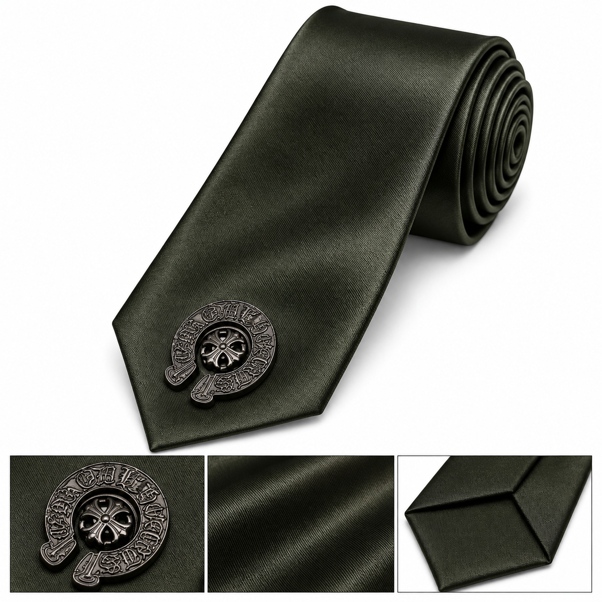 CH green tie for men and women y2k