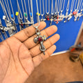 6 piece- black cross red stone snake pendant with chain