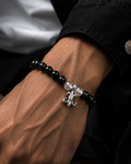 Men’s Black Beaded Fleur-de-Lis Bracelet