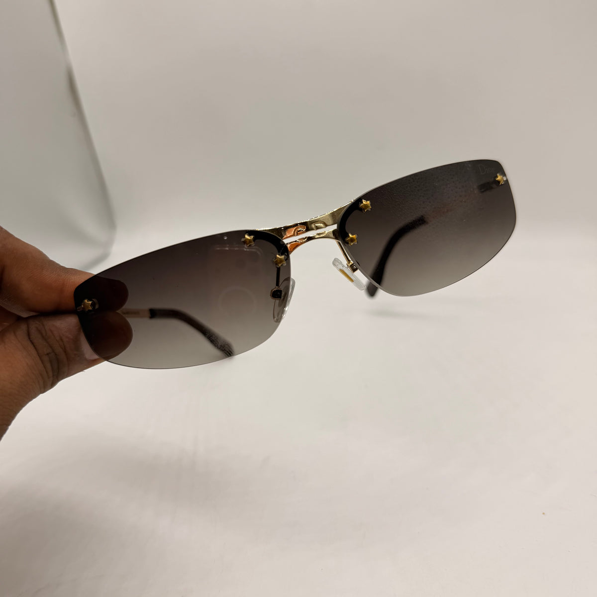 Premium Gold Rimless Gradient Sunglasses | Luxury Shield Frame