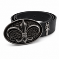 Black Chrome Ornate Belt 100% Pure Leather