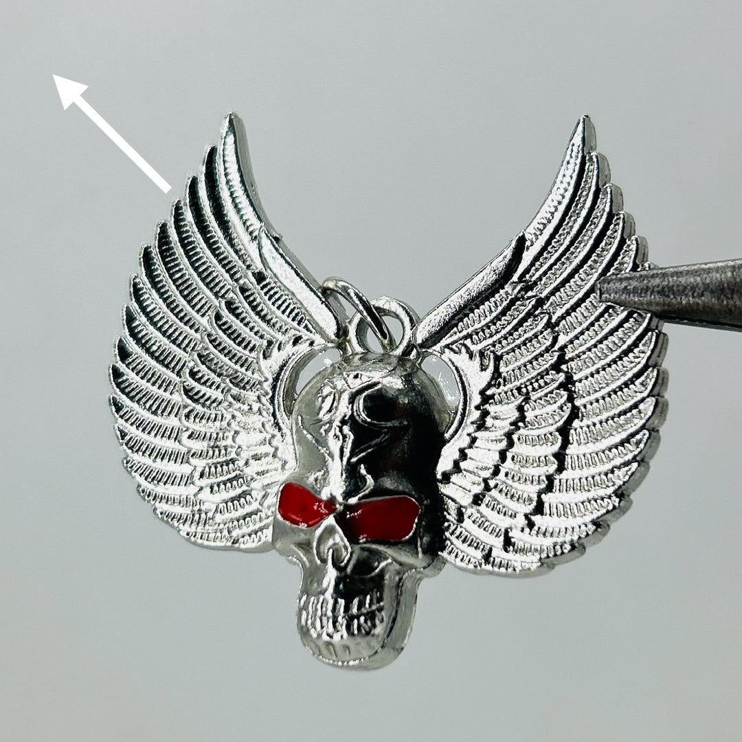 Silver Red eyes skull wings