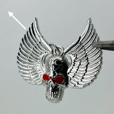 Silver Red eyes skull wings