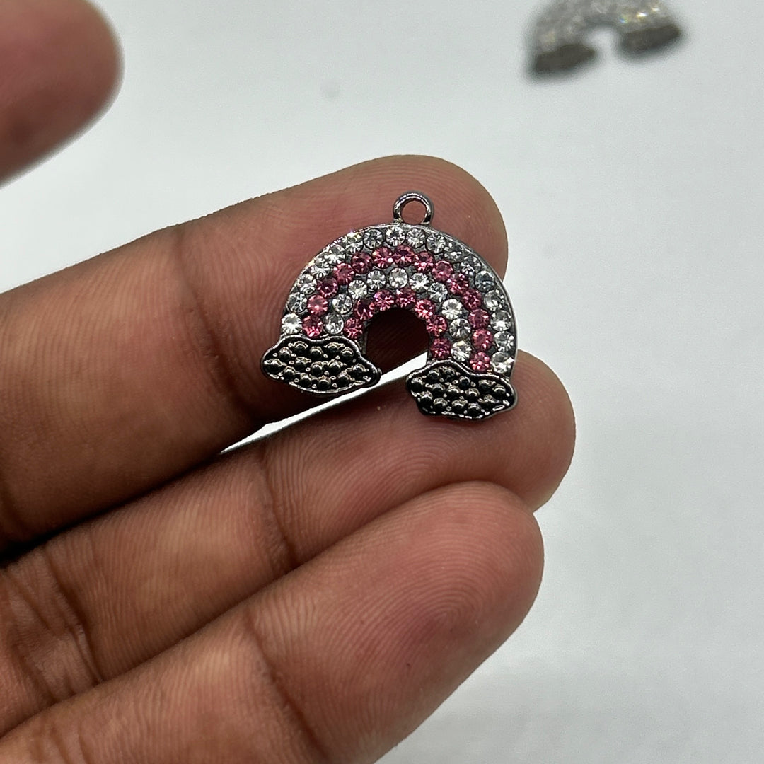 Black gothic pink white zircon rainbow charm