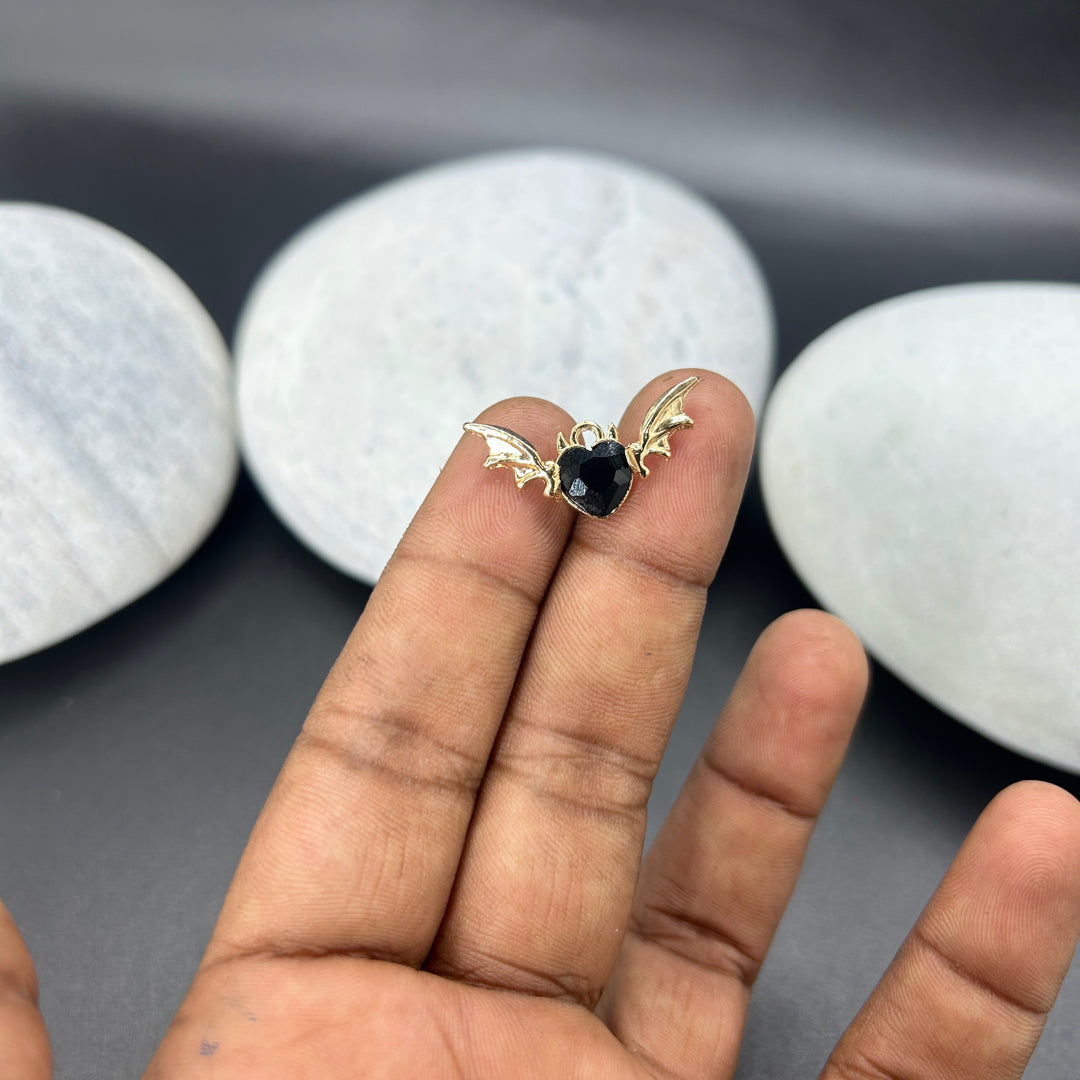 Batty Love gold black heart charms