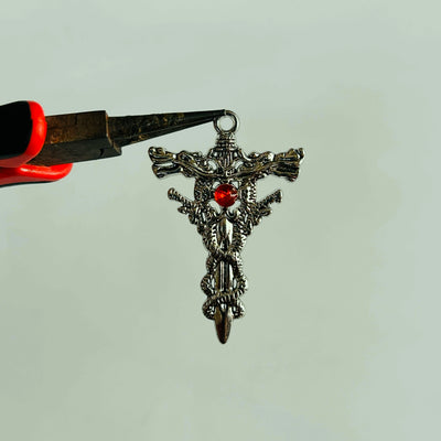 dragon red stone cross charms