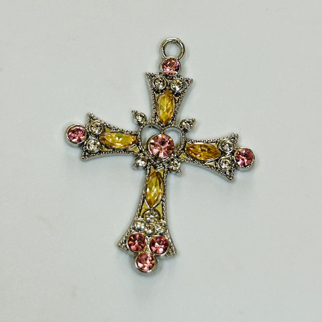 pink and white trending cross charms
