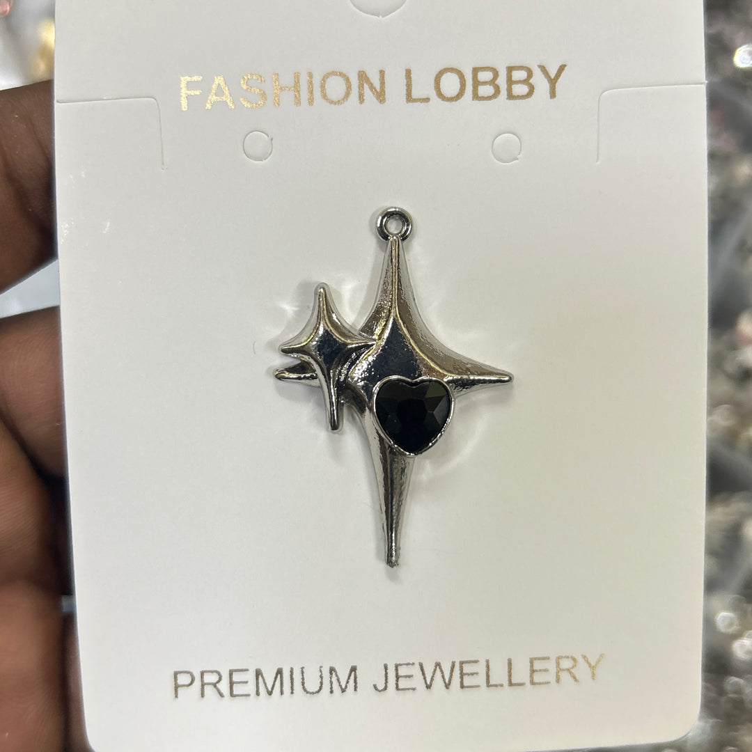 Fallen Star black Heart charms