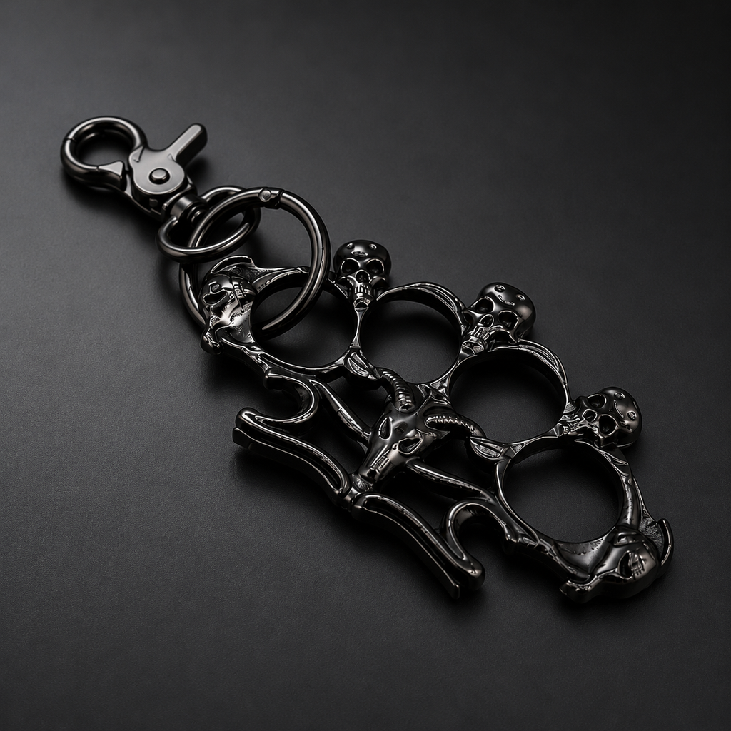 BLACK SKULL KNUCKLE KEYCHAIN| Fashion Lobby