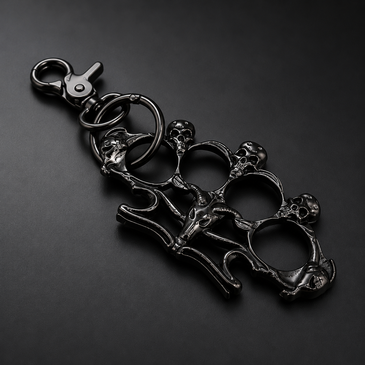 BLACK SKULL KNUCKLE KEYCHAIN| Fashion Lobby