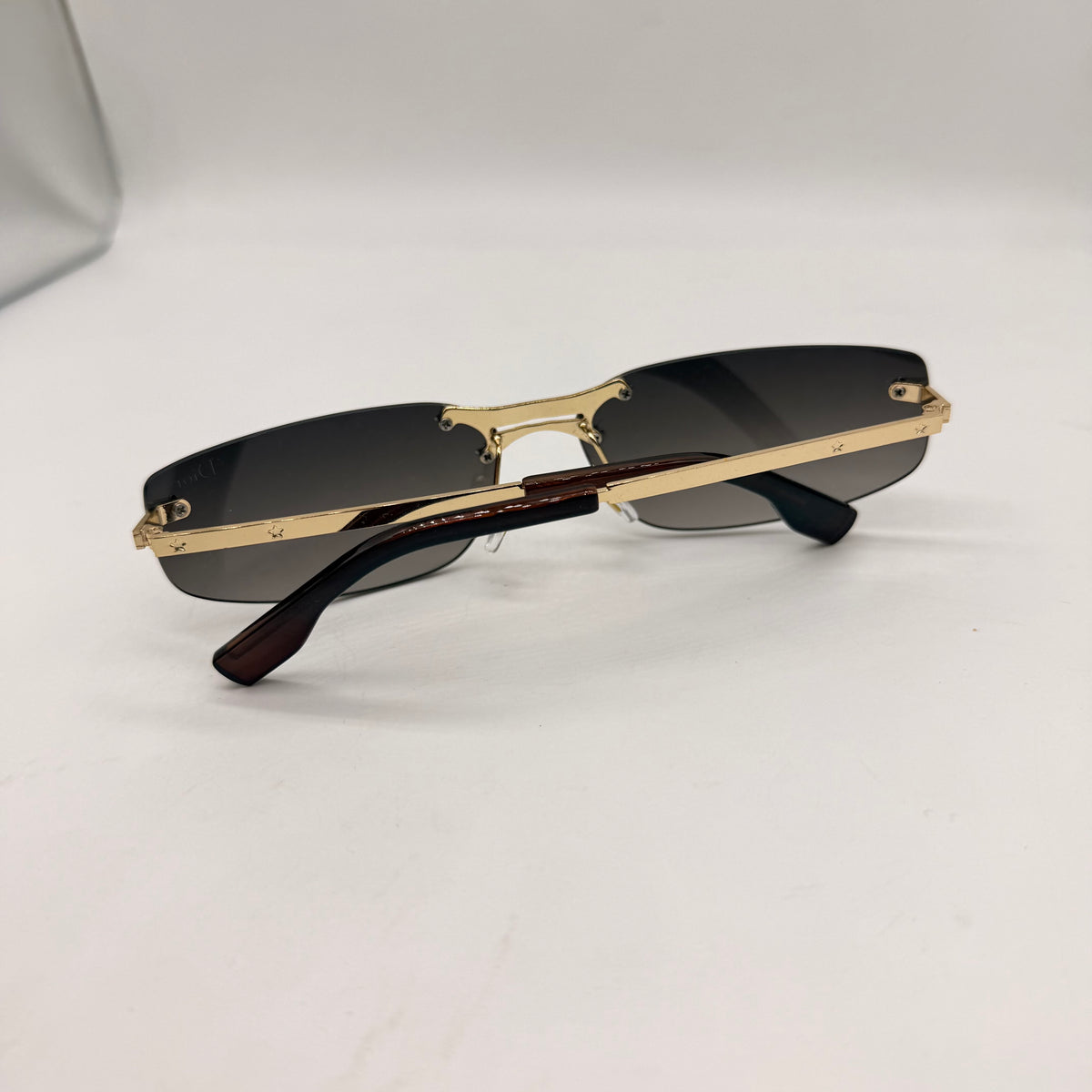 Premium Gold Rimless Gradient Sunglasses | Luxury Shield Frame