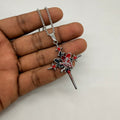 Fairy Star Cross Red Enamel Pendant Necklace with Stainless Steel Chain | Gothic Y2K Unisex Jewelry
