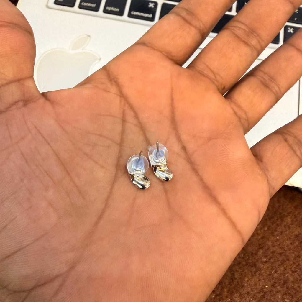 Silver Chrome Lip Stud Earrings