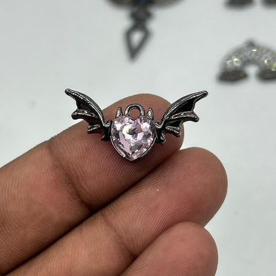 Black gothic batty pink charms