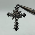 Black gothic Rose cross pendant