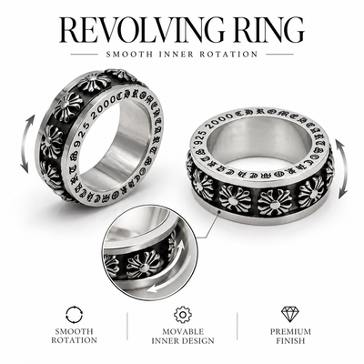 Revolving Gothic Ring – 360° Rotating Inner Band | Stainless Steel