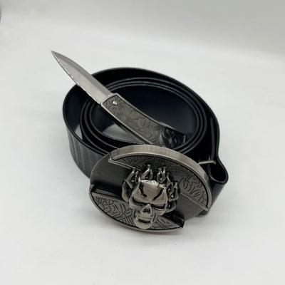 ￼Fire skull knife buckle belt