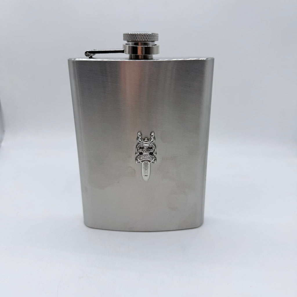 Premium Stainless Steel Dagger Emblem Flask | 6oz Pocket Flask